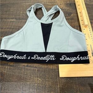 Doughnuts & Deadlifts Women's Gray Sports Bra